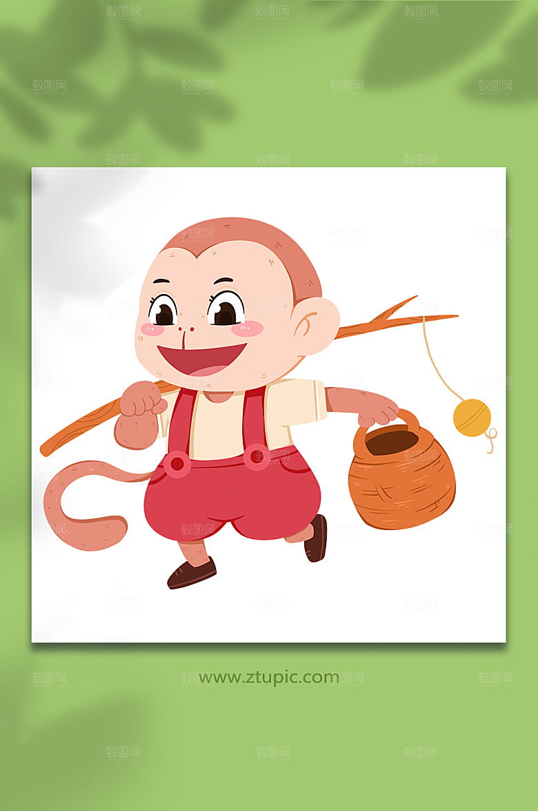扁平猴子拟人十二生肖插画设计
