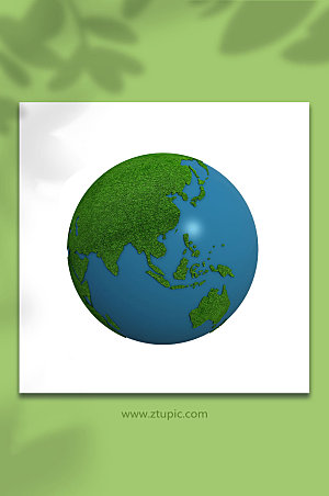 绿叶地球环保3D立体模型PNG