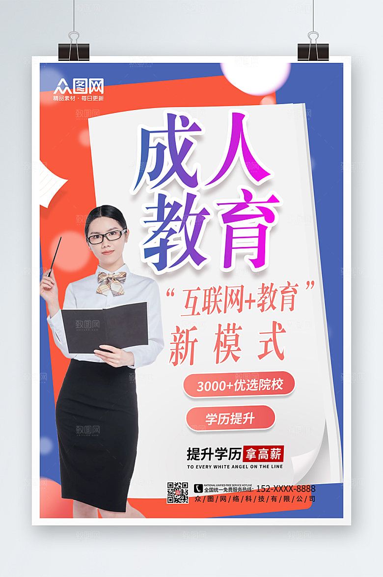 商务考研成人教育自考海报模板