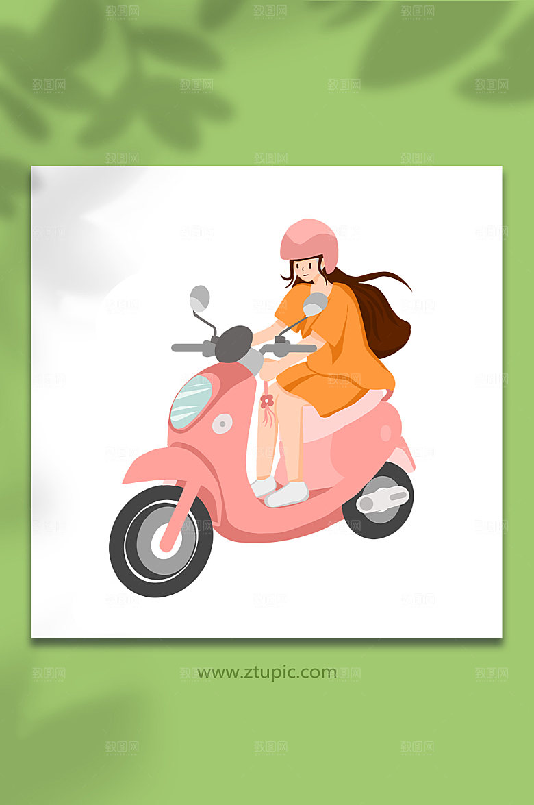 手绘摩托车骑行交通工具插画设计