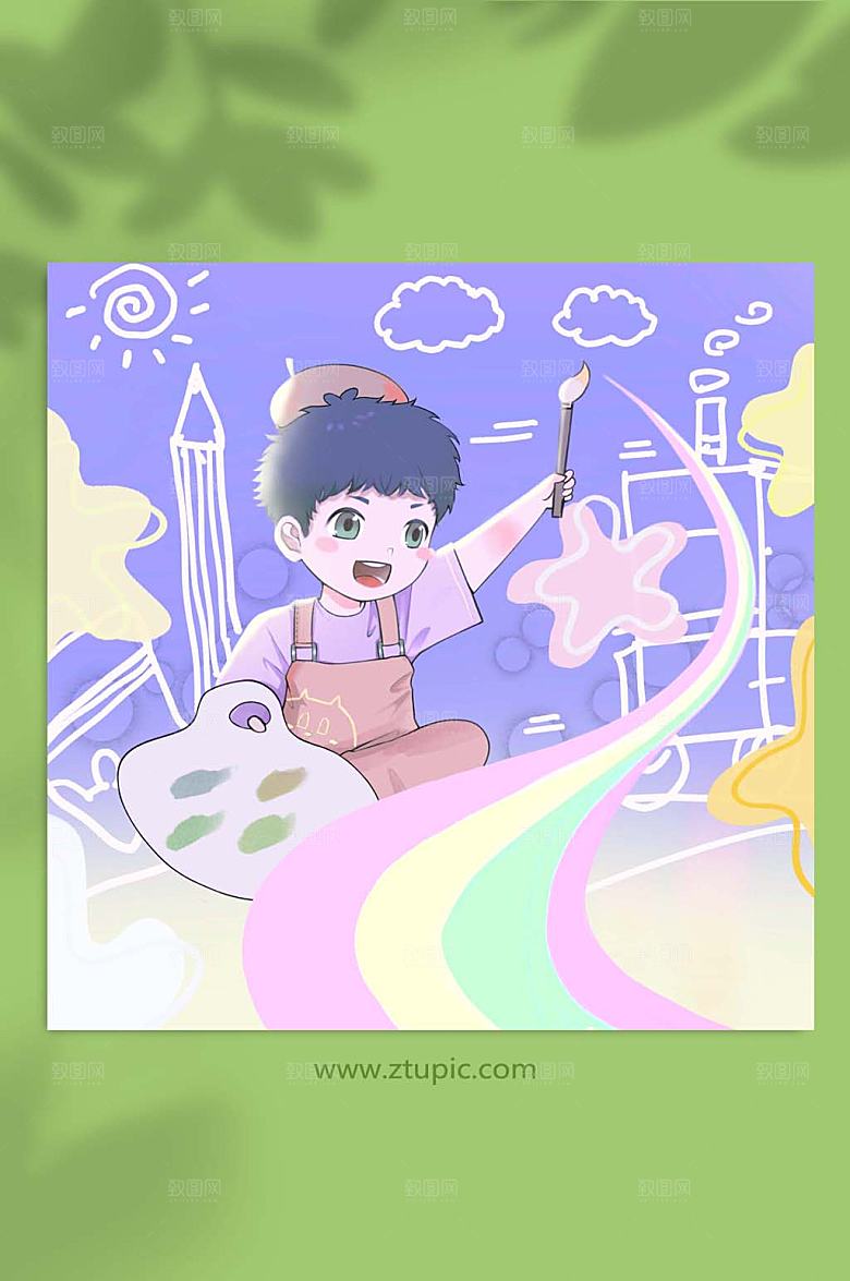 卡通美术书法绘画人物插画设计