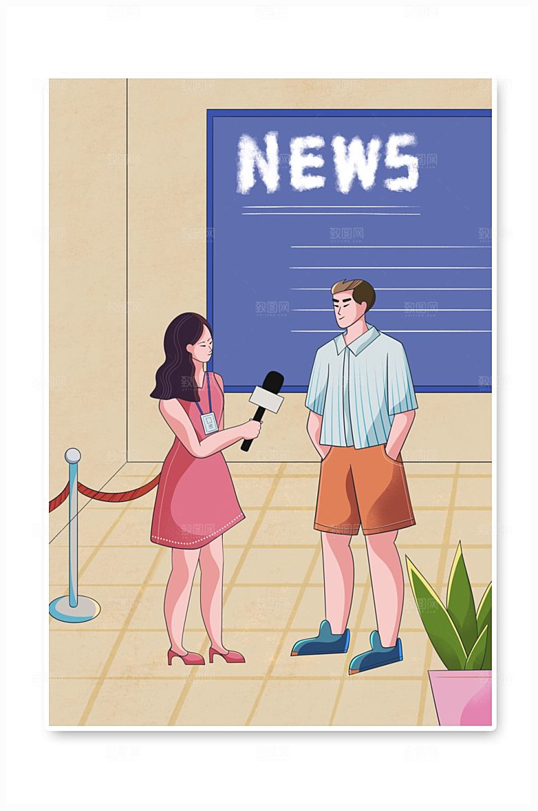 极简记者采访新闻媒体设计