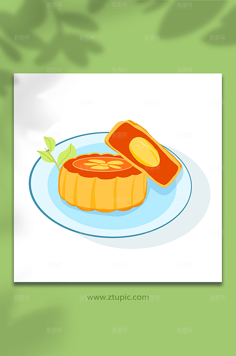 手绘月饼中秋物品插画设计
