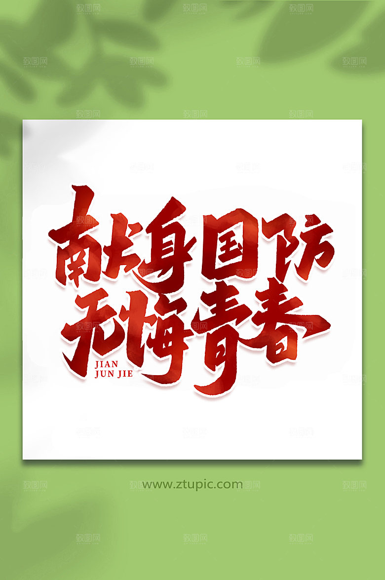 献身国防无悔青春艺术字