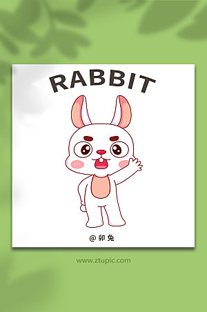 卡通兔子十二生肖动物插画设计