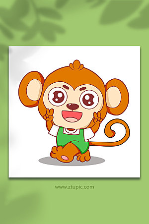 扁平猴十二生肖动物插画设计