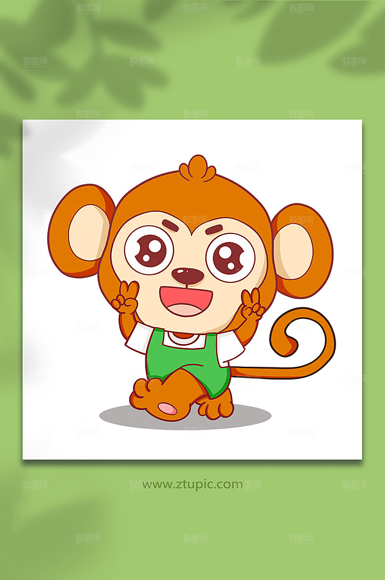 扁平猴十二生肖动物插画设计