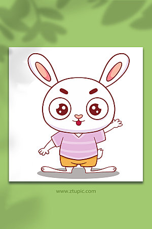 扁平兔子十二生肖动物插画设计
