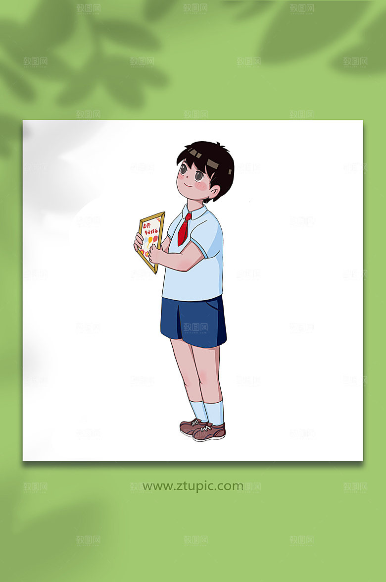 男孩教师节人物元素插画