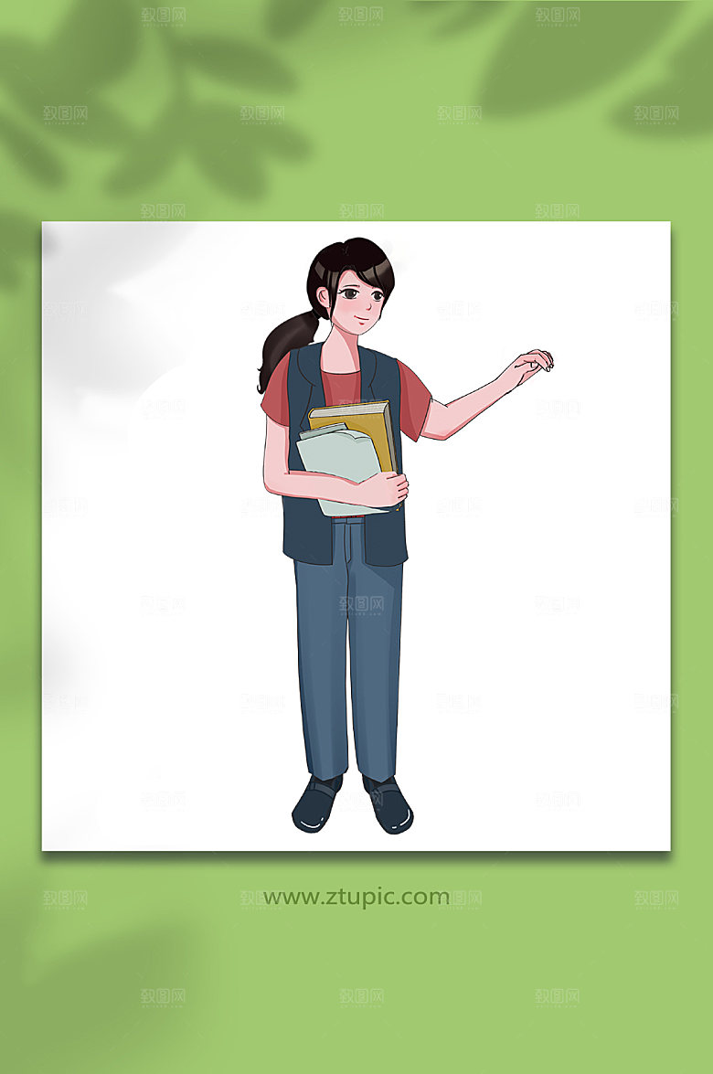 扎马尾老师教师节人物元素