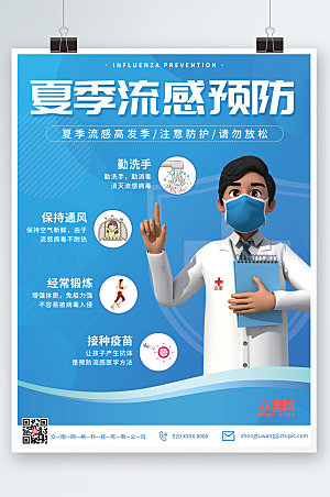 清新预防流感海报设计