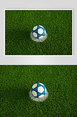 绿色白对角点足球运动场摄影图