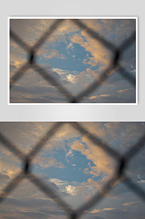 晚霞围栏云朵背景图摄影图
