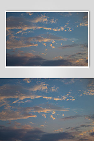 蓝色晚霞云朵风景摄影图