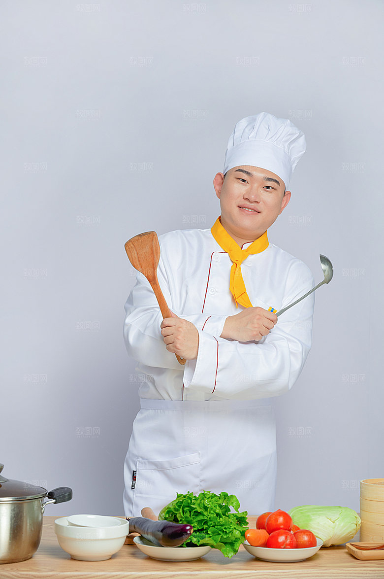 餐饮厨师服人物摄影精修图片