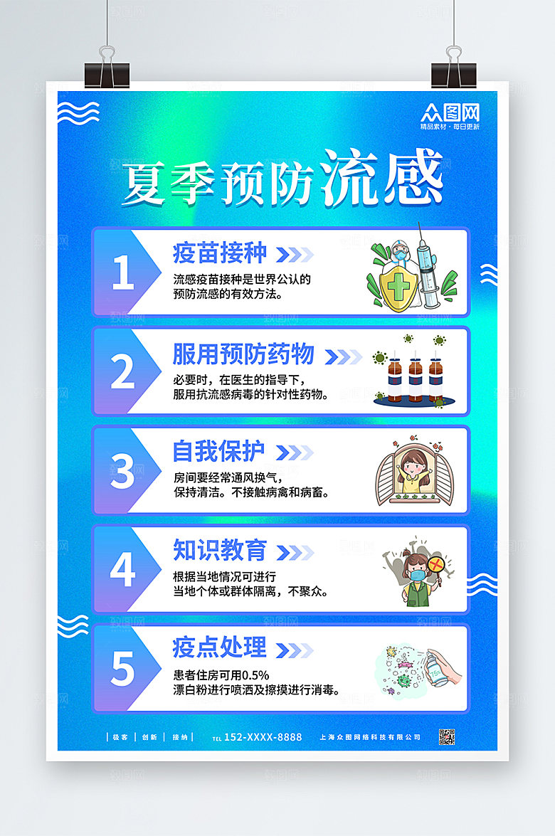 清新预防流感海报设计