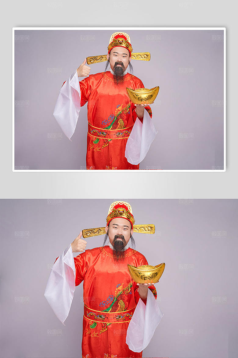 喜庆财神爷拜年人物摄影