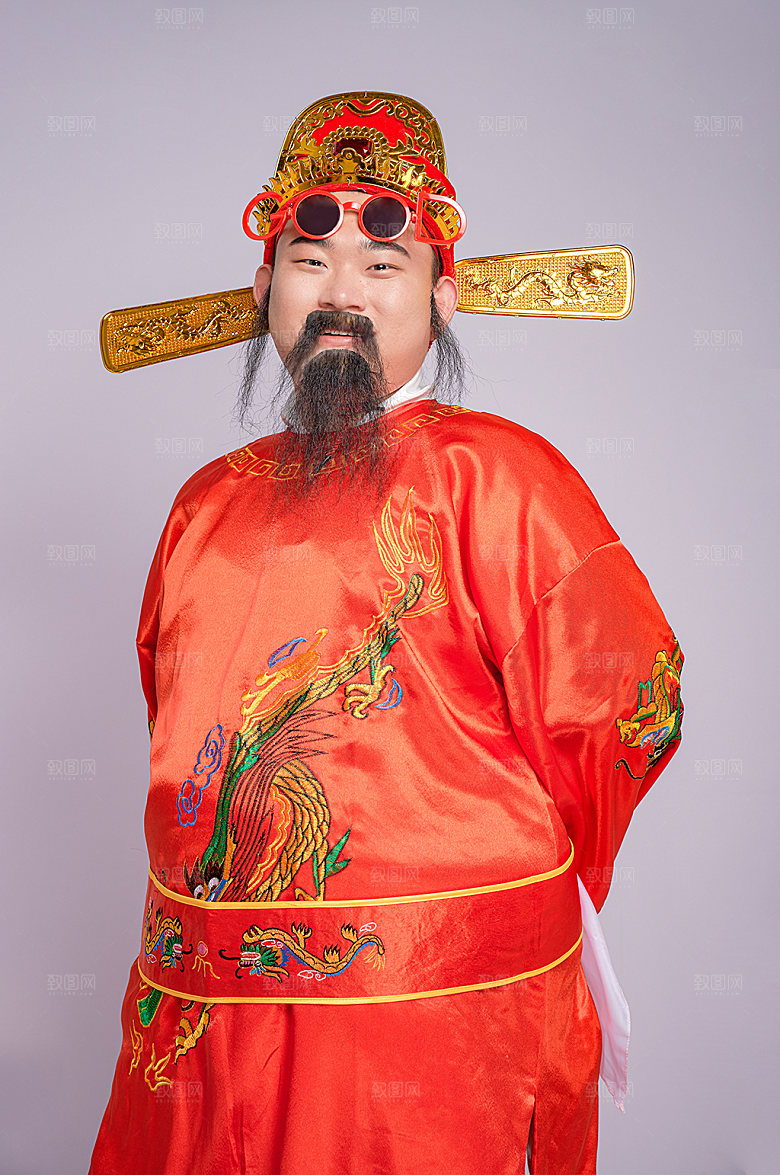 喜庆财神爷拜年人物图片