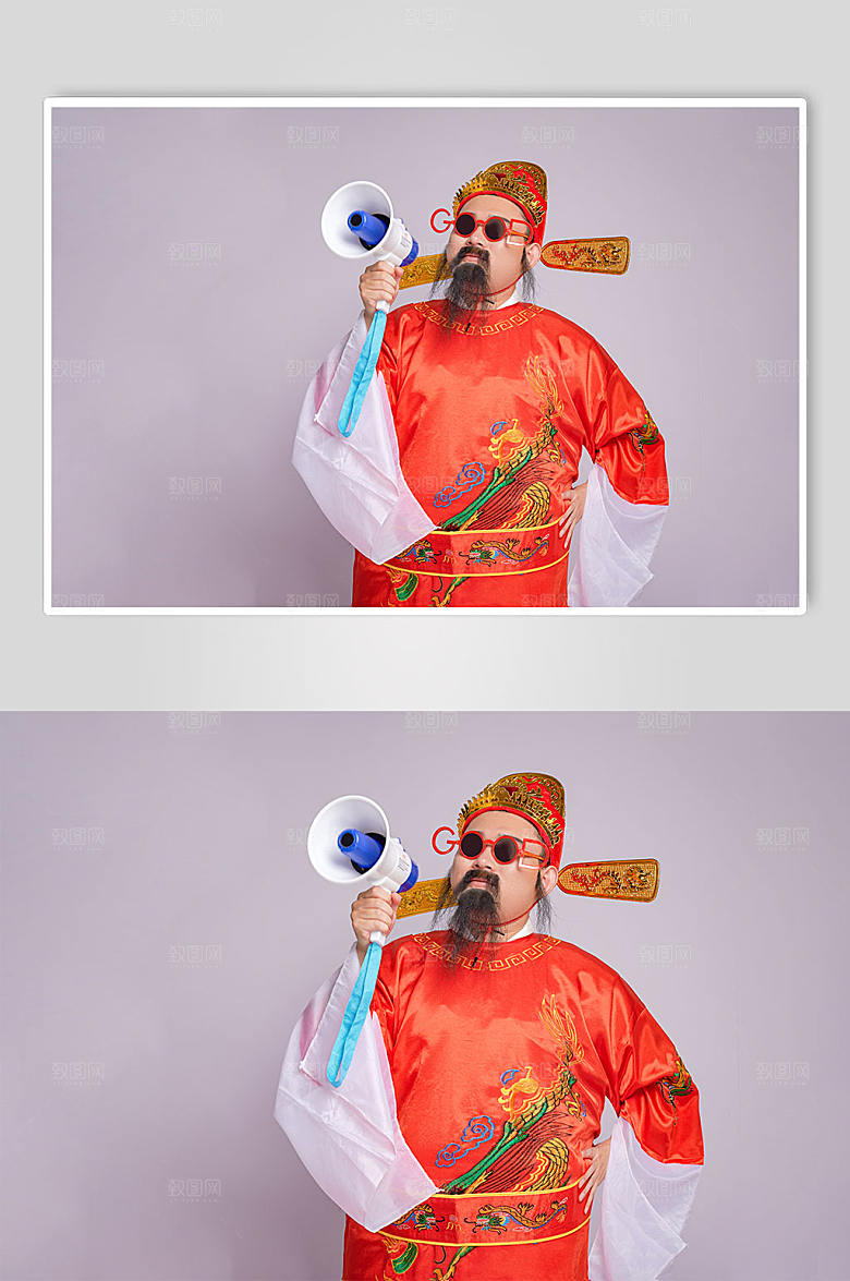 喜庆财神爷拜年人物图片