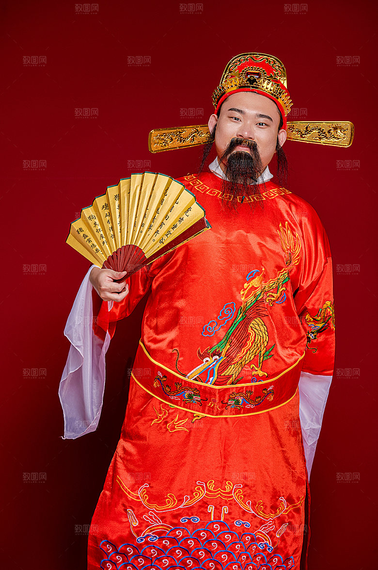 喜庆财神爷拜年人物摄影