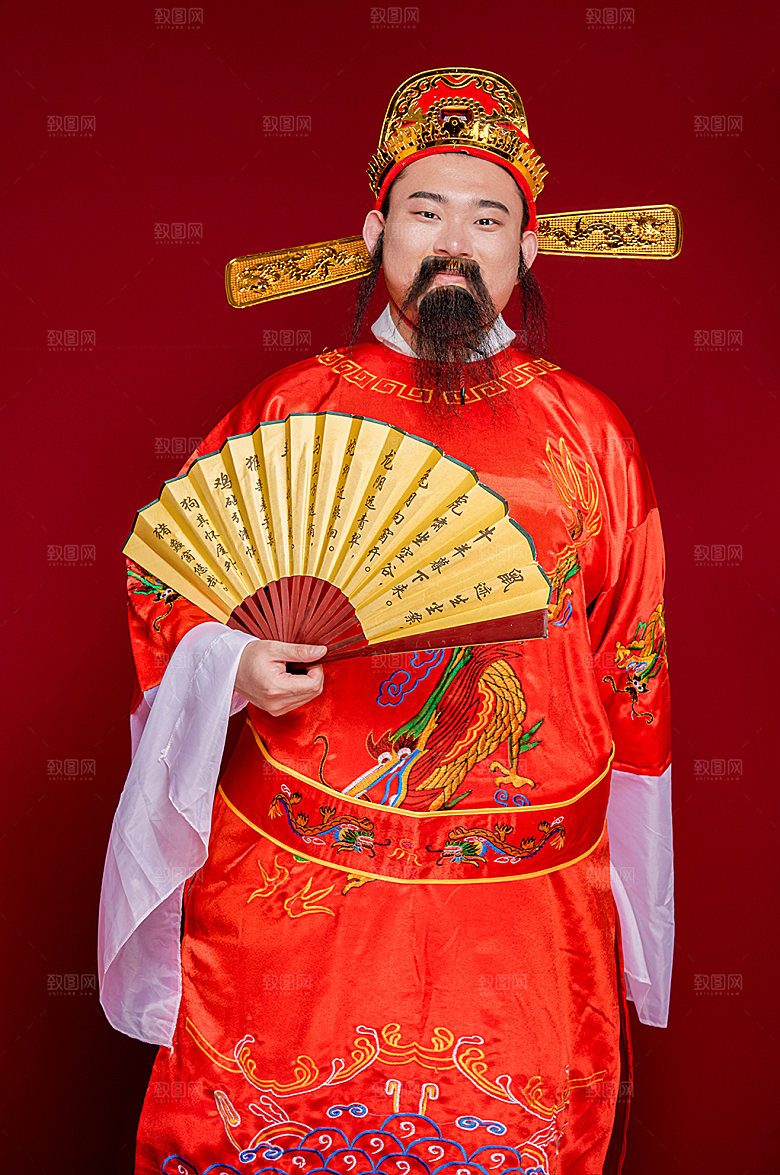 喜庆财神爷拜年人物图片