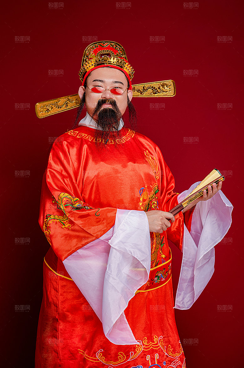 喜庆财神爷拜年人物图片