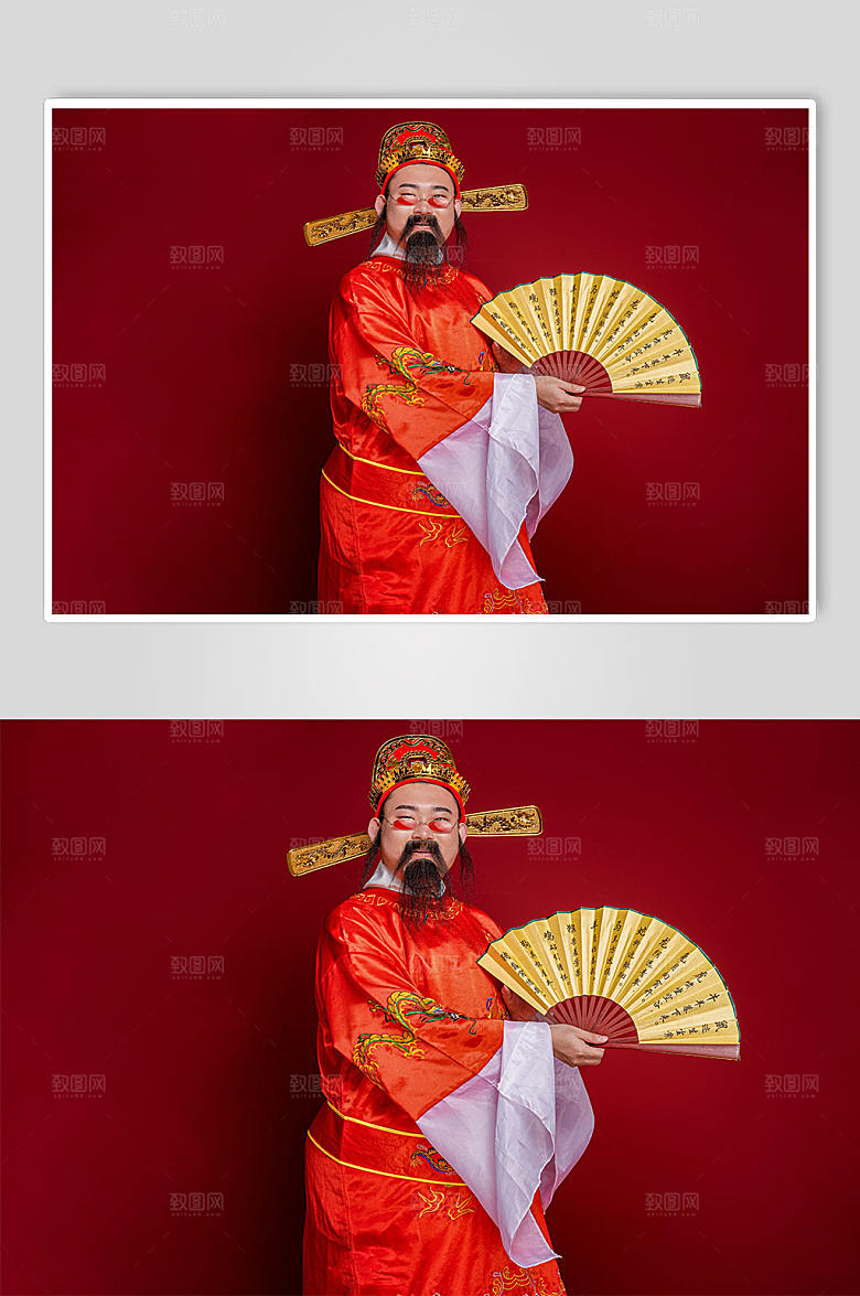 喜庆财神爷拜年人物摄影
