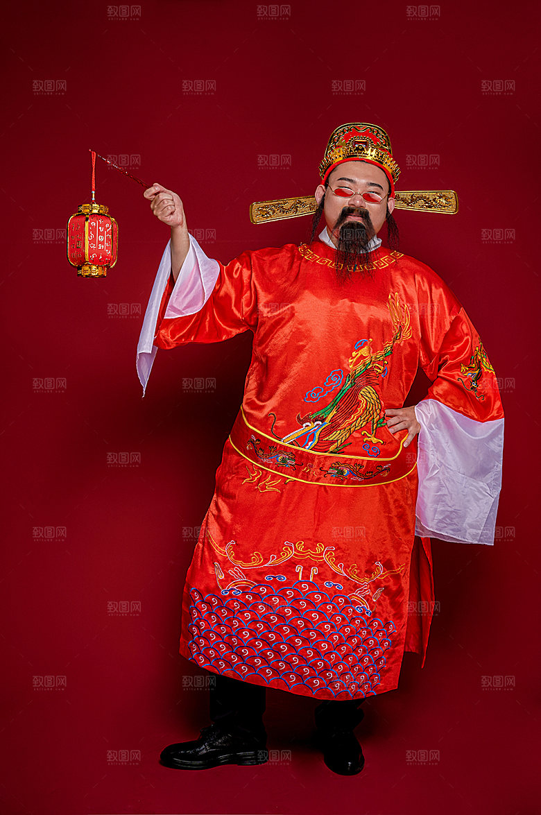 喜庆财神爷拜年人物摄影