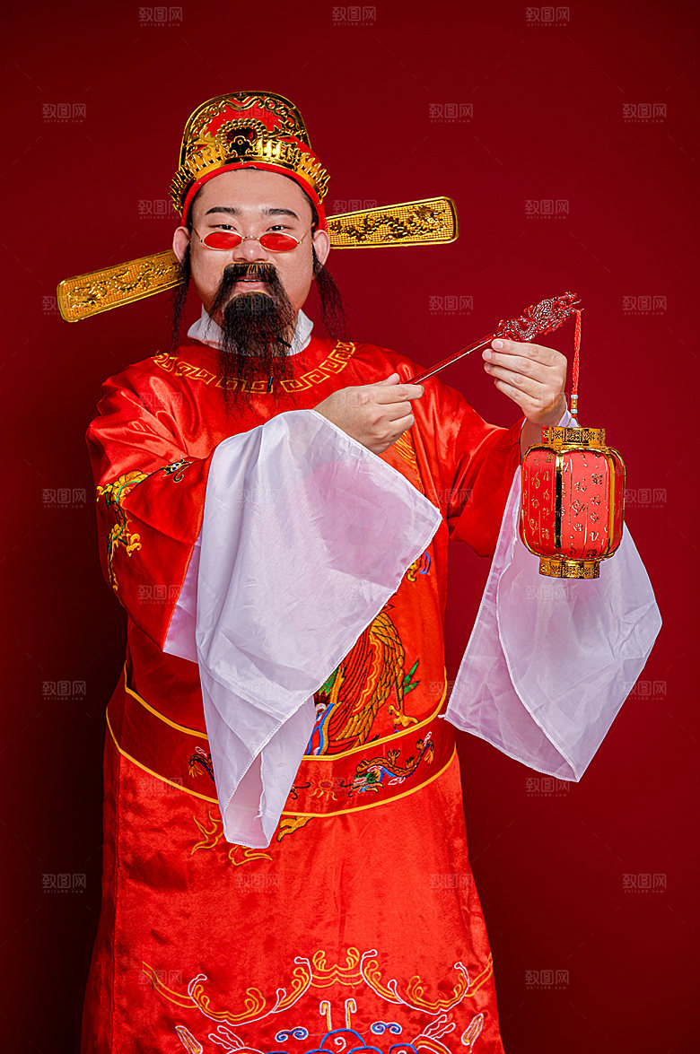 喜庆财神爷拜年人物图片