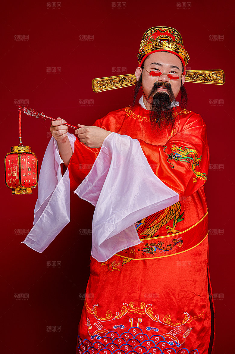 喜庆财神爷拜年人物图片