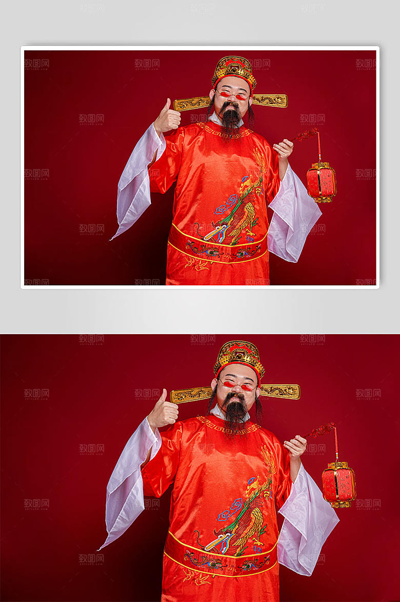 喜庆财神爷拜年人物图片