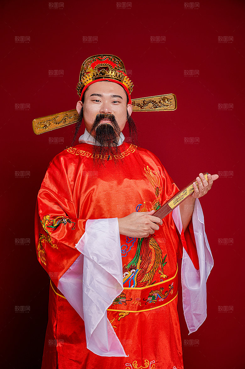 喜庆财神爷拜年人物图片