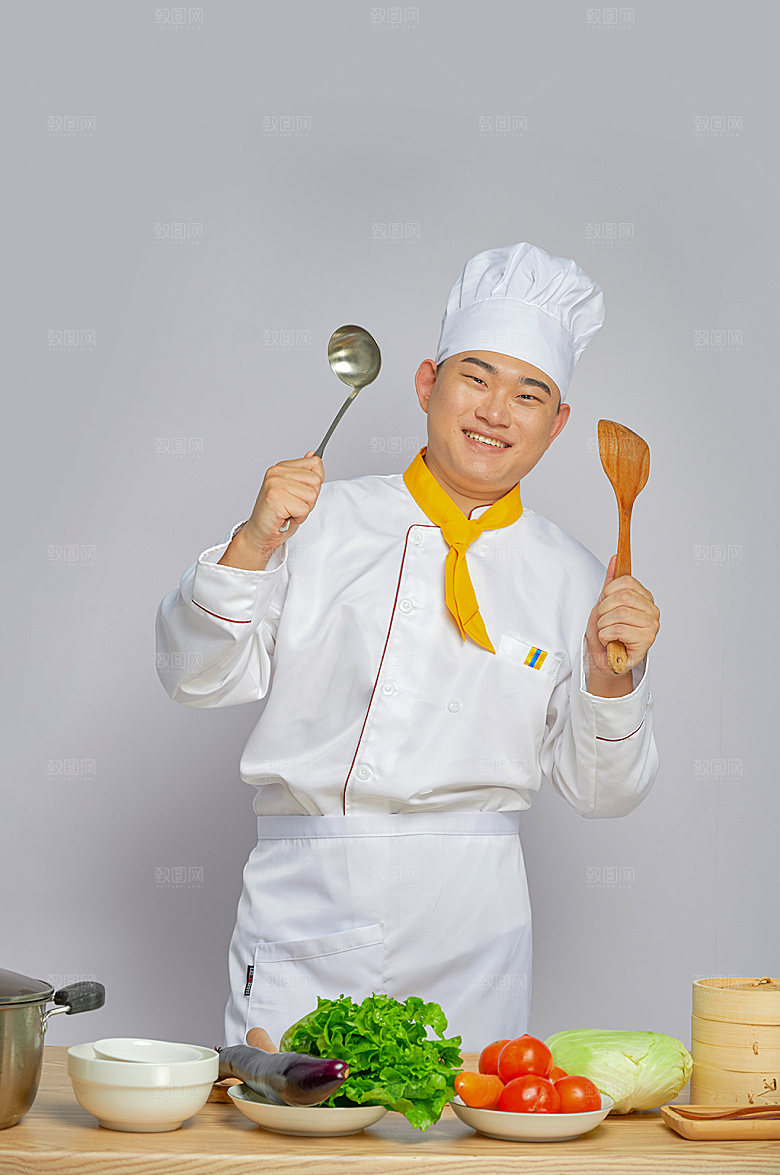 餐饮职场厨师服人物图片