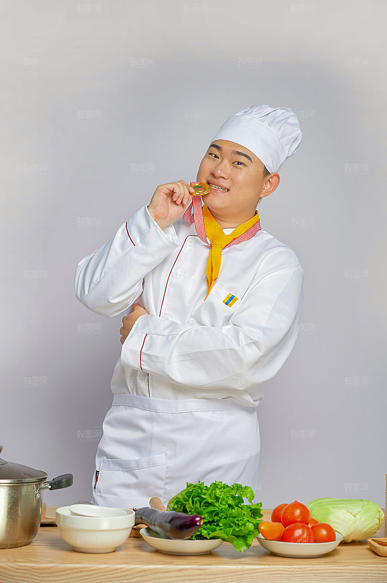 餐饮职场商业厨师服咬金牌图片