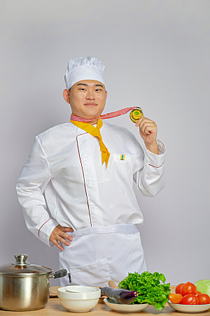 餐饮厨师服人物金牌图片