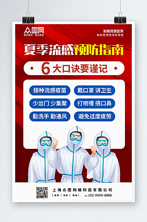 简约预防流感海报设计
