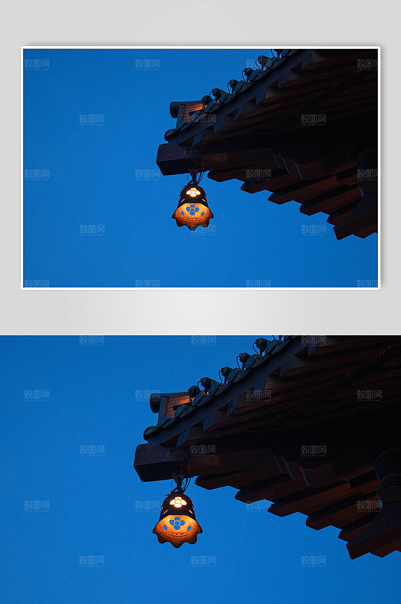 桂林角楼蓝色夜景灯逍遥楼摄影图