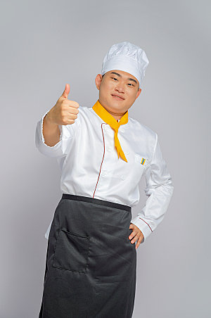 餐饮厨师服人物点赞摄影图片