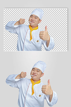 餐饮职场厨师服人物拿勺子图片