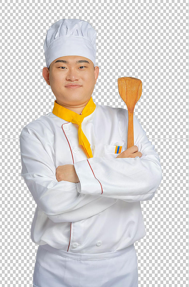 餐饮厨师服人物拿勺子图片