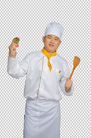 餐饮商业厨师服人物拿勺子图片