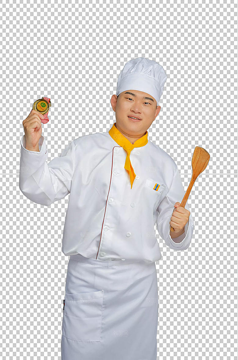 餐饮商业厨师服人物拿勺子图片