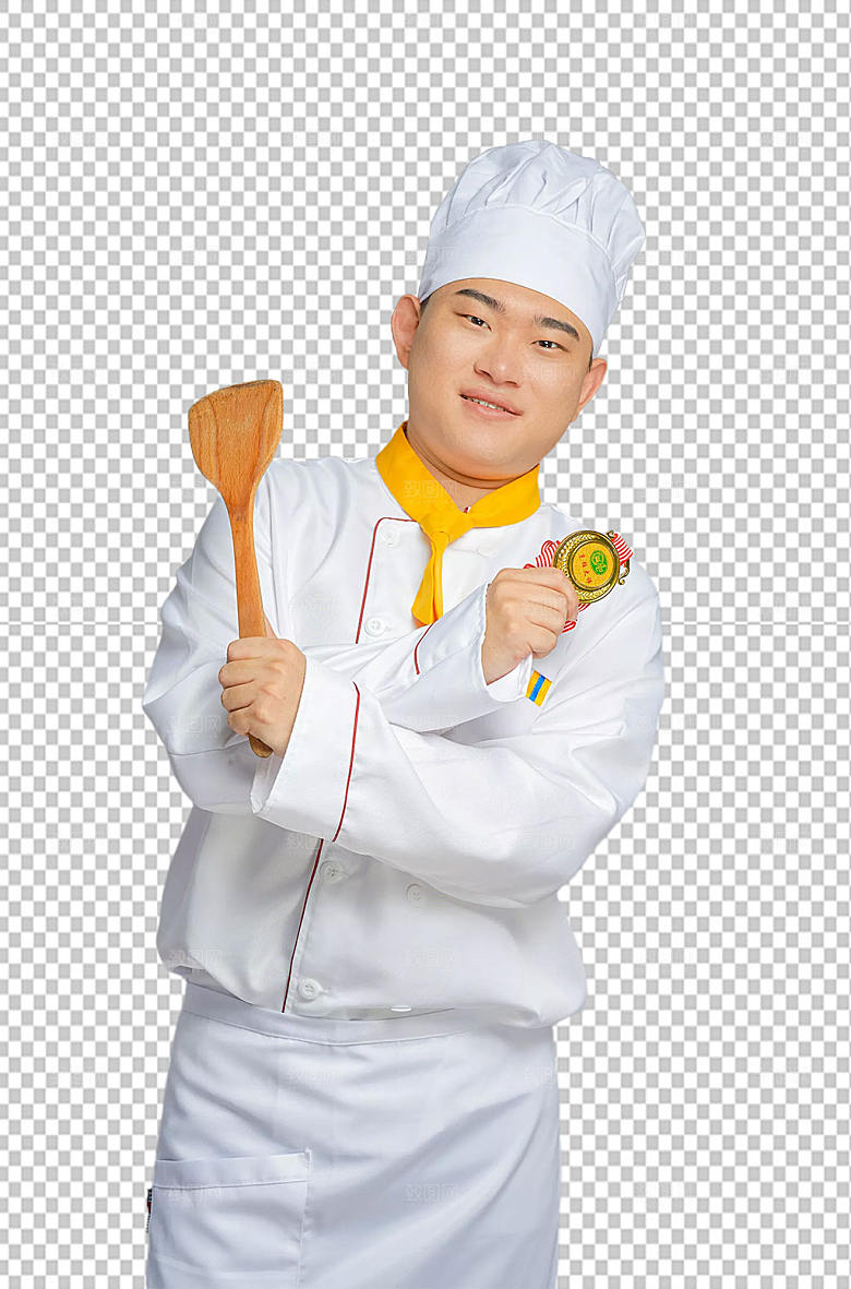 餐饮职场厨师服人物拿锅图片