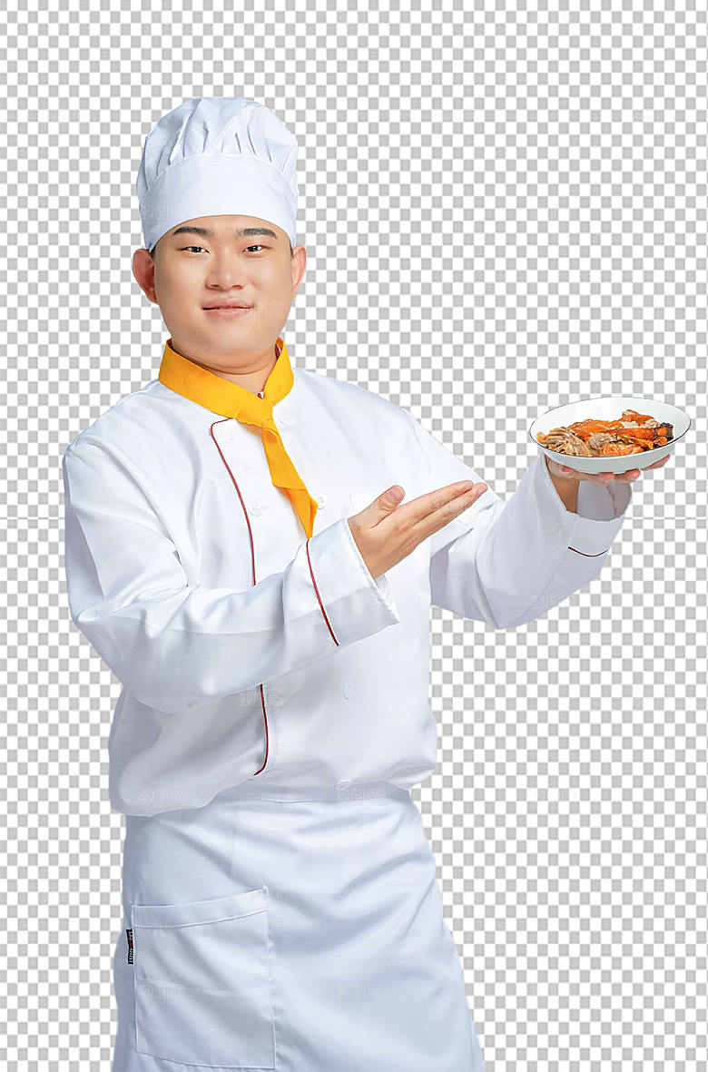 餐饮厨师服人物吃烤鸭摄影图片