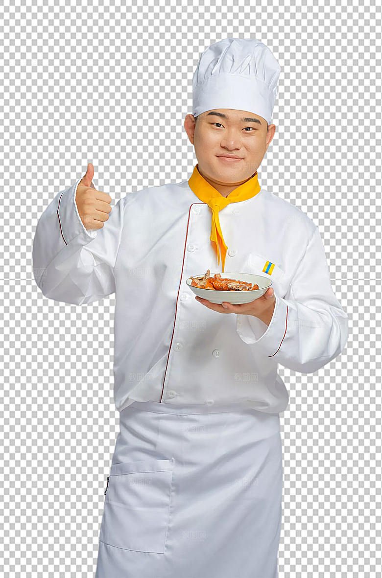 餐饮厨师服人物吃烤鸭图片