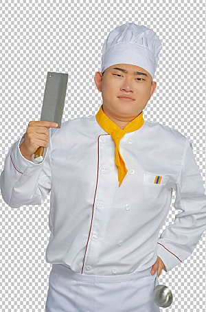餐饮商业厨师服人物拿菜刀图片