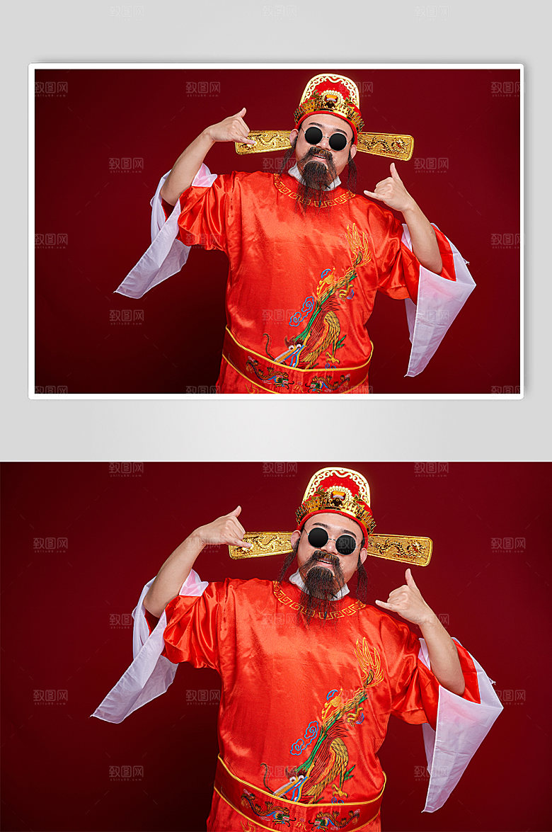 新年财神爷酷炫手势人物摄影图