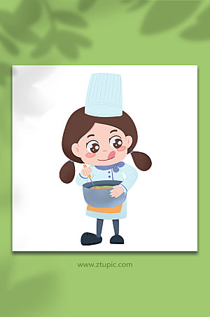 扁平甜点师搅拌厨师插画设计