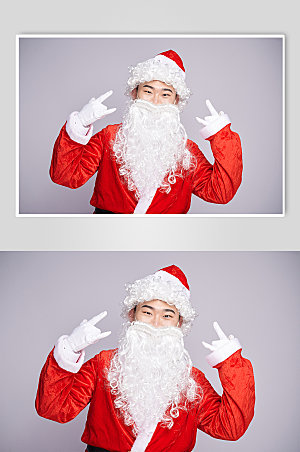 圣诞老人潮流手势圣诞节摄影图