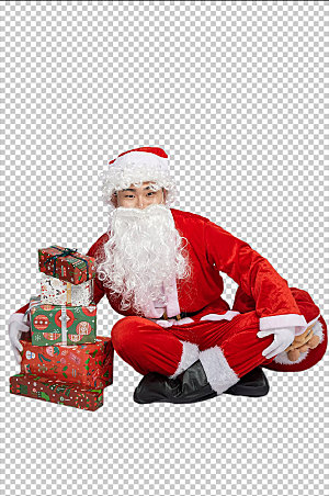 圣诞老人坐着摄影免抠png